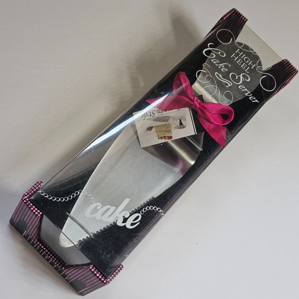 High Heel Cake Server Removable Pink Glitter Heel Wild Eye Design Stainless NIB